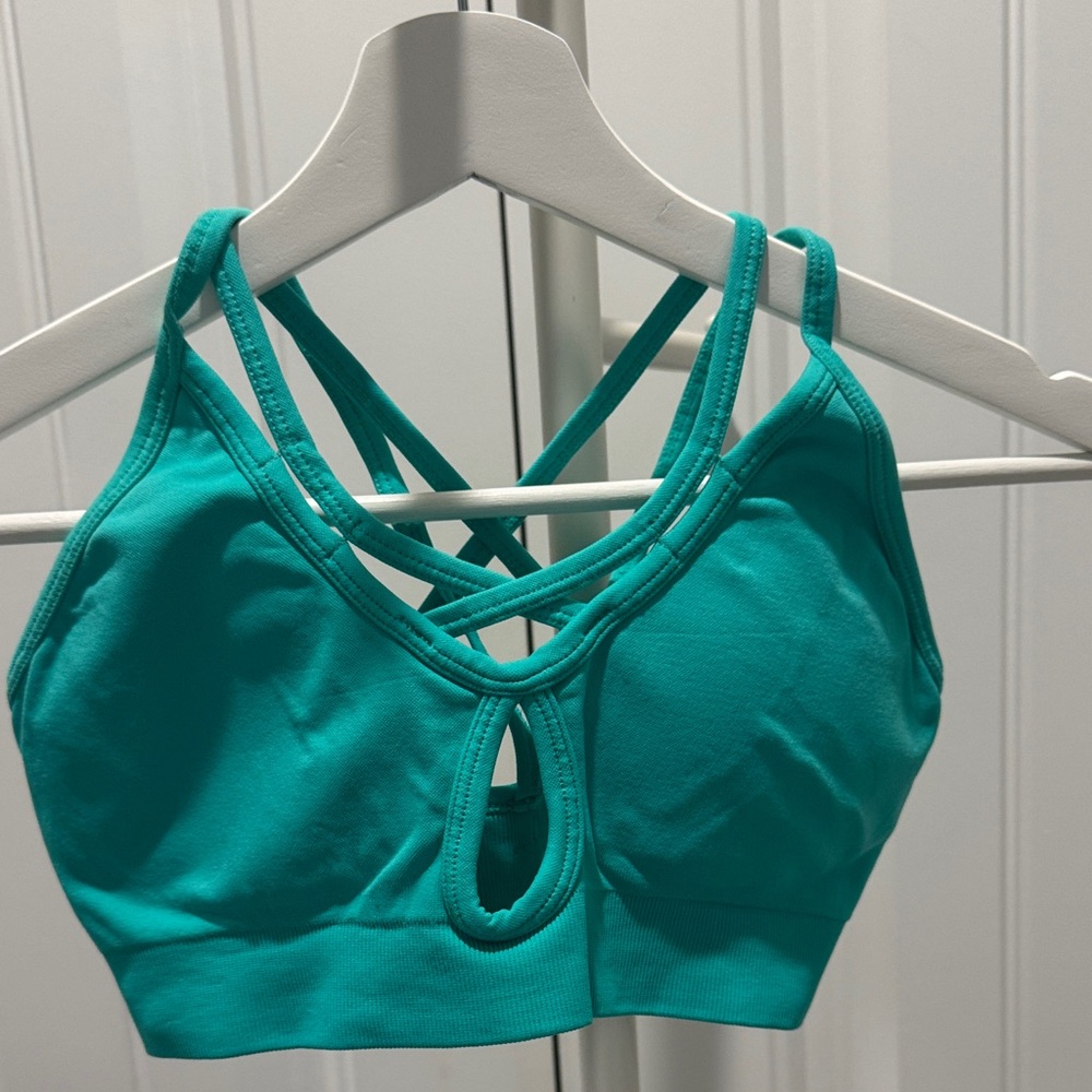 Women's Teal Strappy Sports Bra